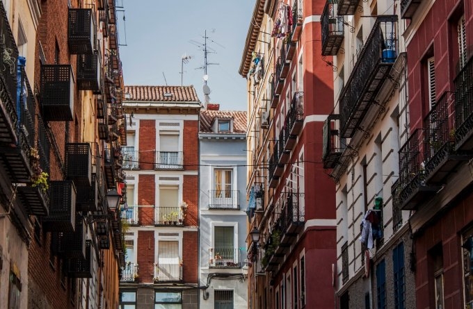 Old buildings in the center of a city