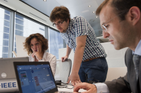 Three people in an Entrepreneurs Fund mentoring session