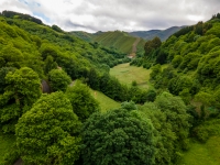 Aerial shot of a valley where the Repsol Foundation has worked