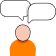 Icono de una persona con dos bocadillos de diálogo